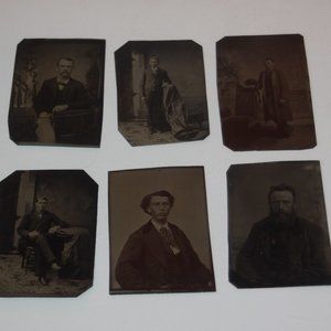 Antique Victorian 1800s Era Tintype Tin Type Photograph Photos MEN - Lot of 6